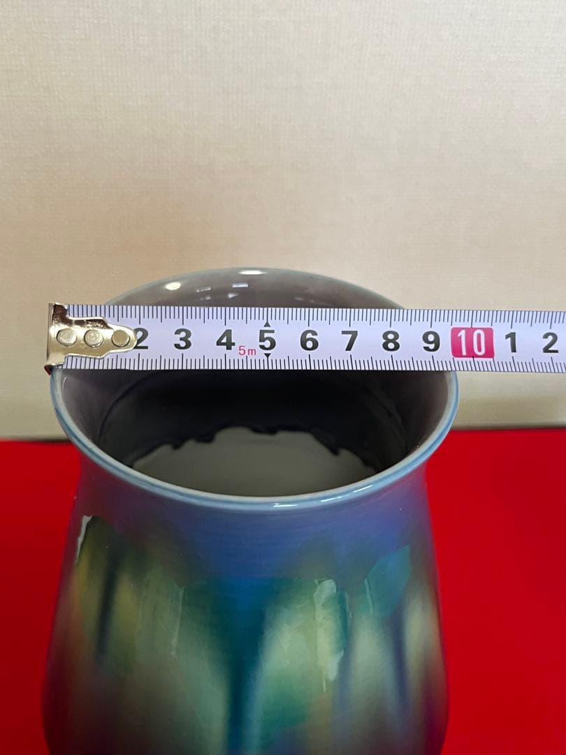 【特価】 柳雨軒 三代 人間国宝 徳田八十吉（正彦銘）碧明釉 花瓶 T241