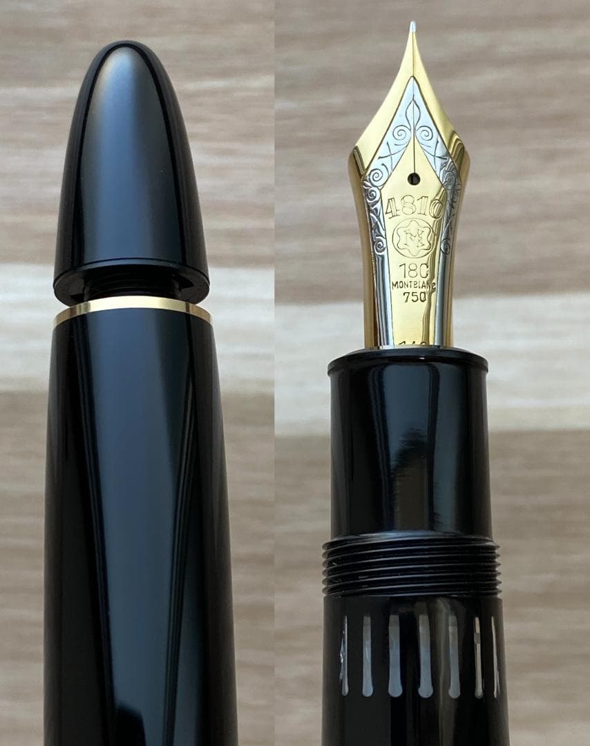 希少超美品 モンブラン 149 なで肩18C（EF）エボナイト縦2本溝万年筆