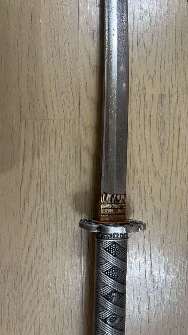 レトロサムライ居合刀模様鋼刃戦争風デコアイテム全長103.5cmデコ・置物両用