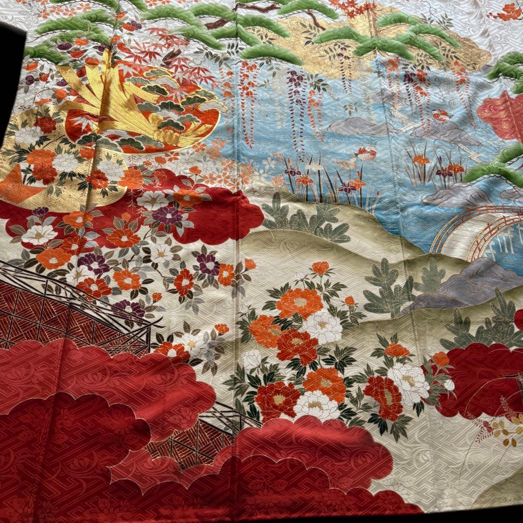 正絹【トールサイズ】未使用【極上逸品】金彩友禅染め刺繍訪問着4点フル