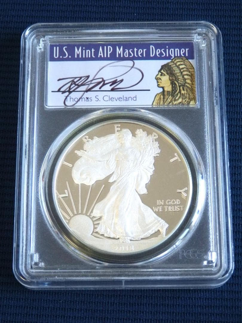 【値下】米国2018年　イーグル銀貨 T・クリーブランド　サインPR70DCAM 値下】米国2018年 イーグル銀貨 T・クリーブランド サインPR70DCAM