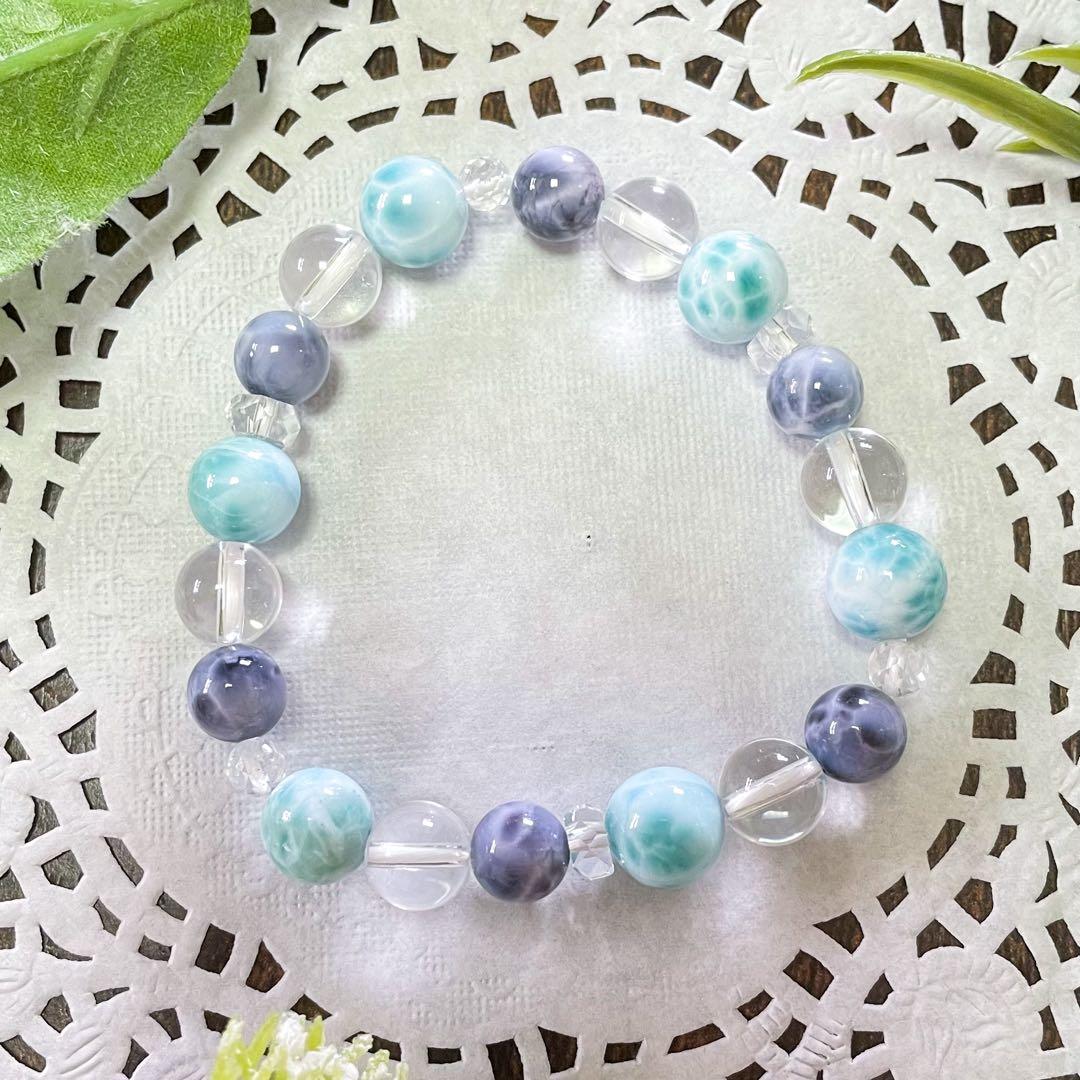 【こいけちゃん】ラリマー・パープルラリマー・水晶の天然石ブレスレット
