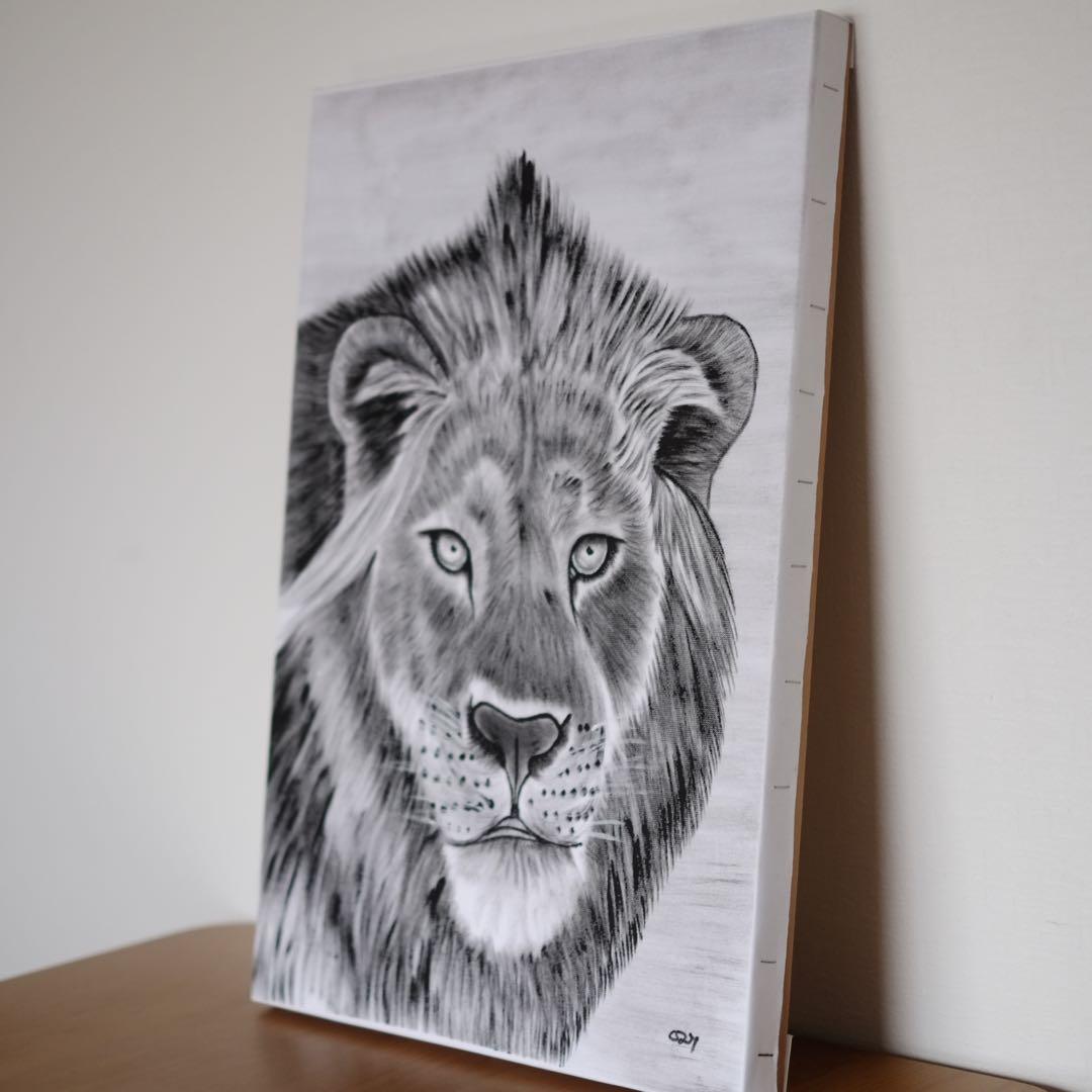 現代アート　虎　刺繍画　絵画　キャンバス