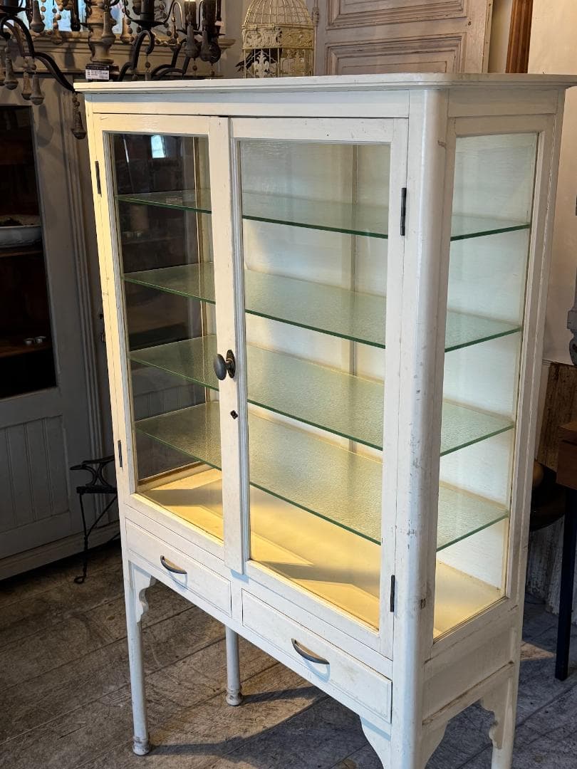 ケビント ドクターキャビネット ガラスショーケース アンティーク 医療