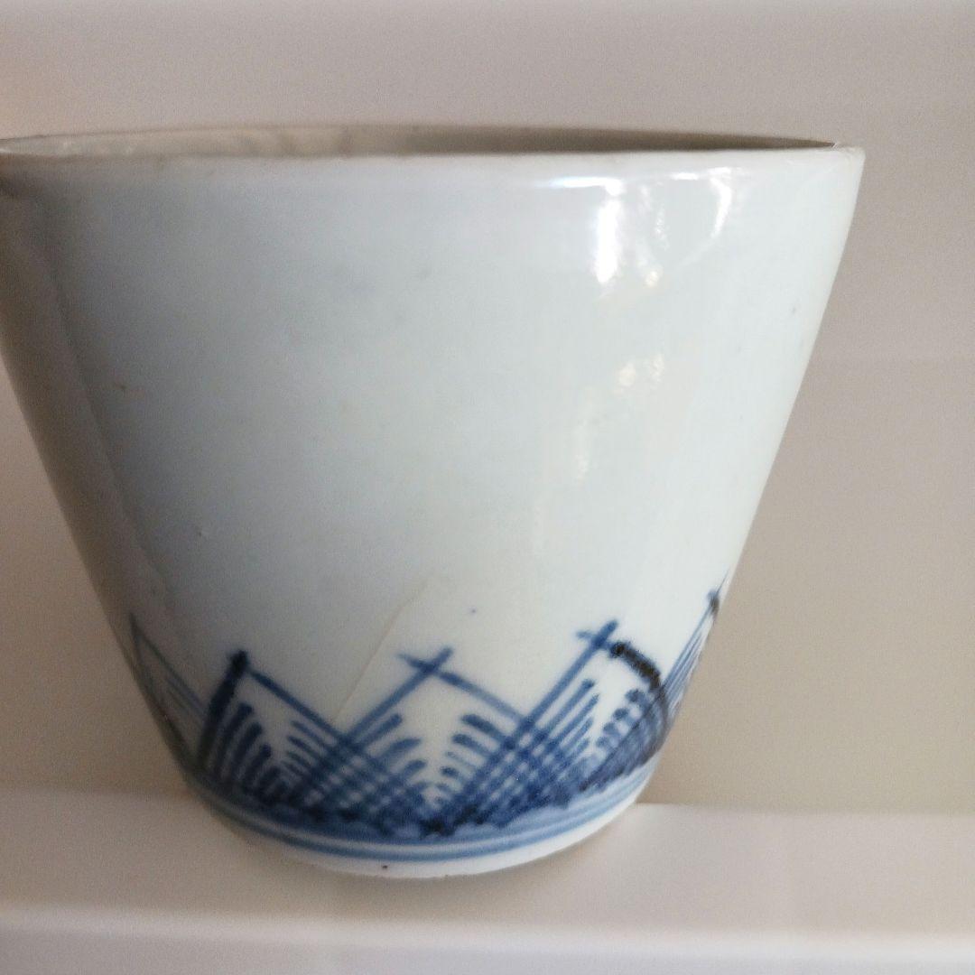 古伊万里　交叉草文図猪口　　江戸