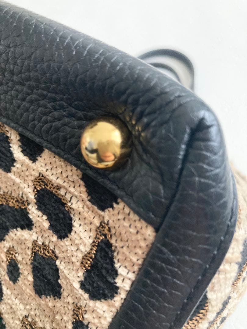 未使用 WAKO 銀座和光 ハンドバッグ アニマル柄 ファー レザー シボ革