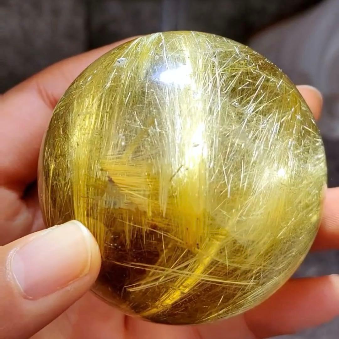 −様専用 超絶綺麗✨62mm ゴールドタイチンルチルクォーツ 丸玉