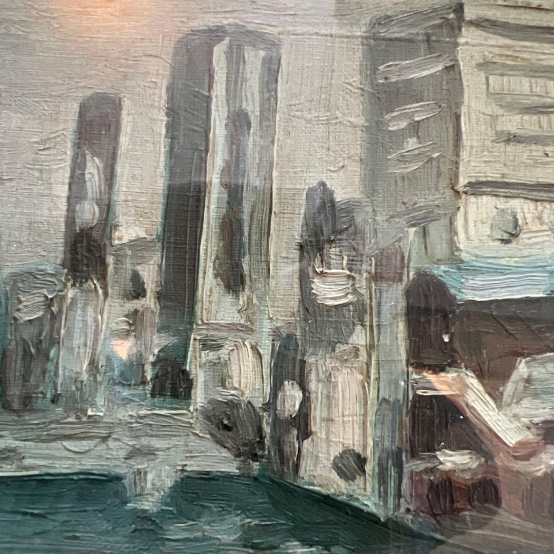 作者不詳　川本？河本？ 油彩画 都市の風景