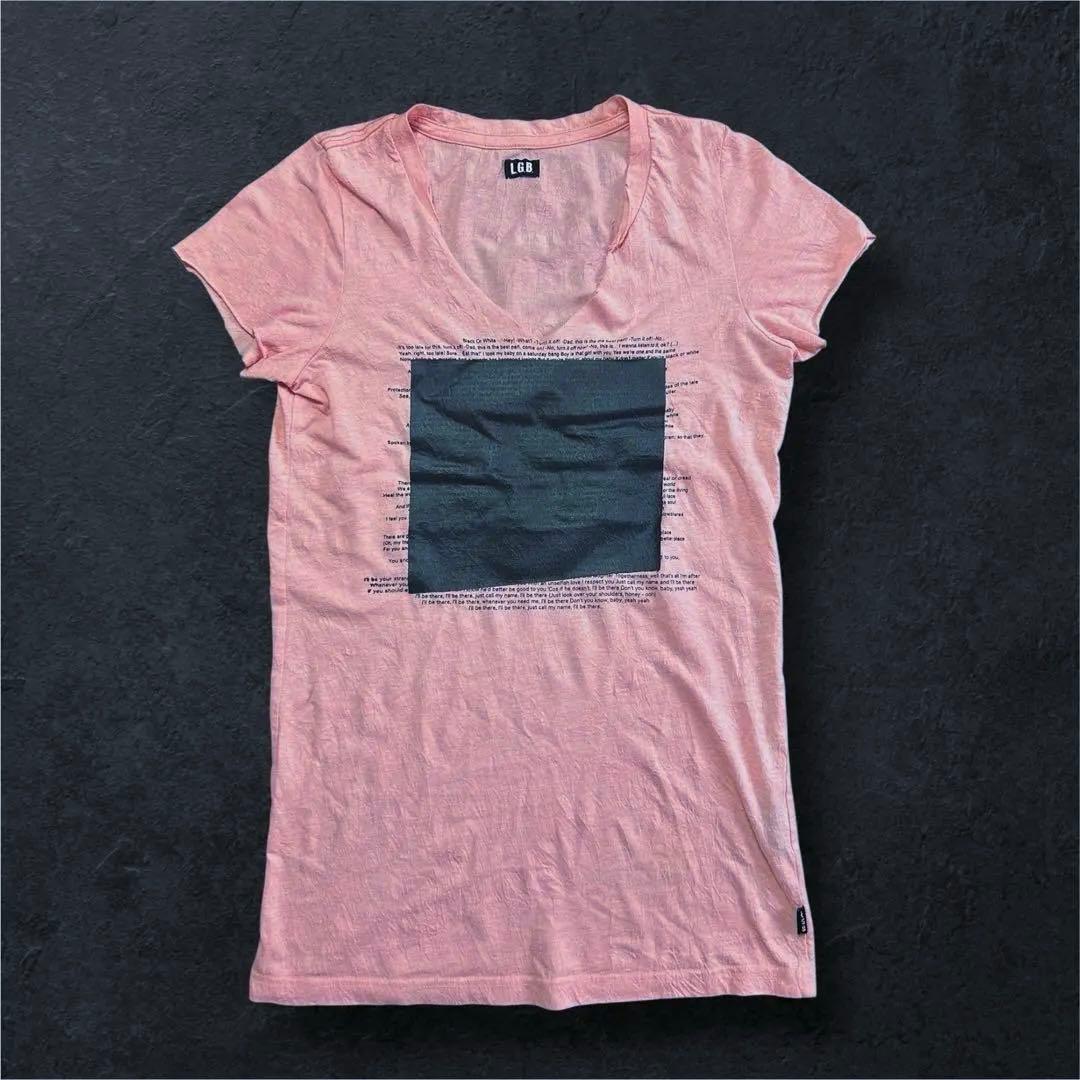 LGB ルグランブルー シワ加工 コーティング Vネック カットソー Y2K