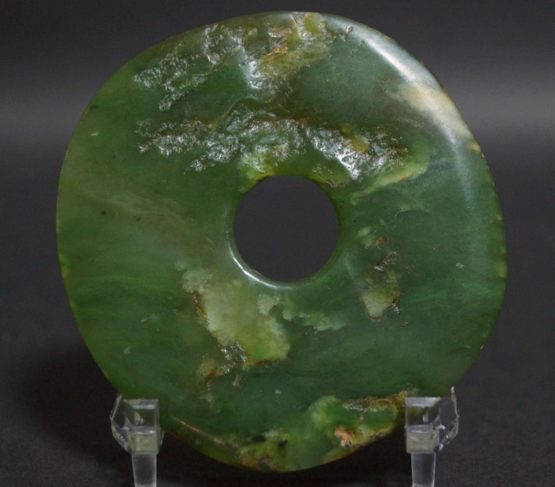 古玉 和田玉(ホータン) 和田青玉 文字彫り 根付 緒締玉 玉佩 提げ物