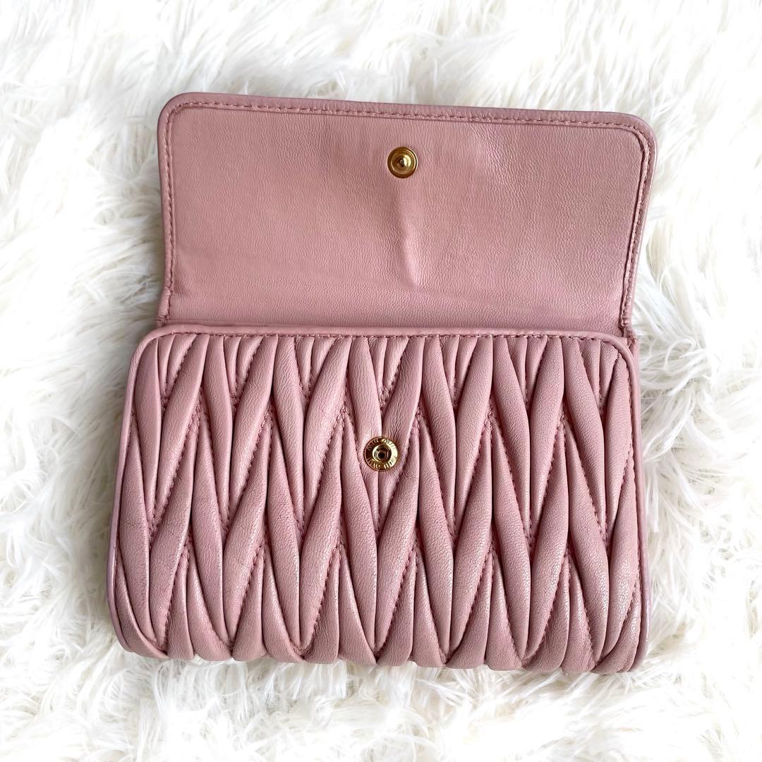 MIU MIU ミュウミュウ マテラッセ L字ファスナー 折り財布 ピンク