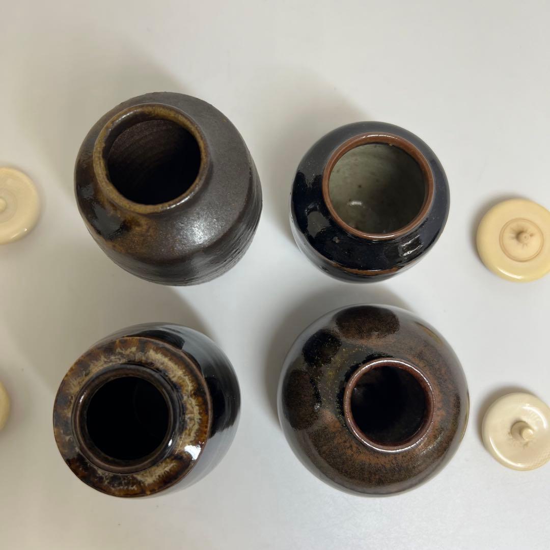 ☆茶3 茶入 極上蓋 4点セット h9.5/9/8/6.5cm 東