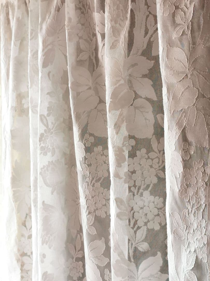 アンティークノッティンガムマドラスレース 向日葵 紫陽花ライラック