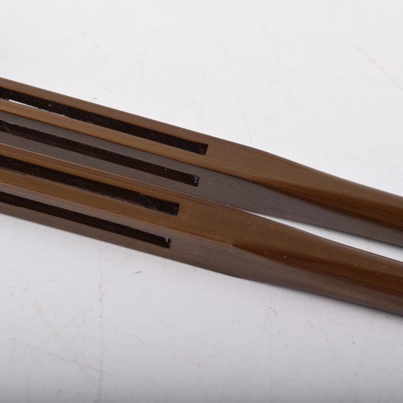 茶道具　金工師　木村清五郎造　菊頭四方透かし　飾火箸　共布共箱　V　7391