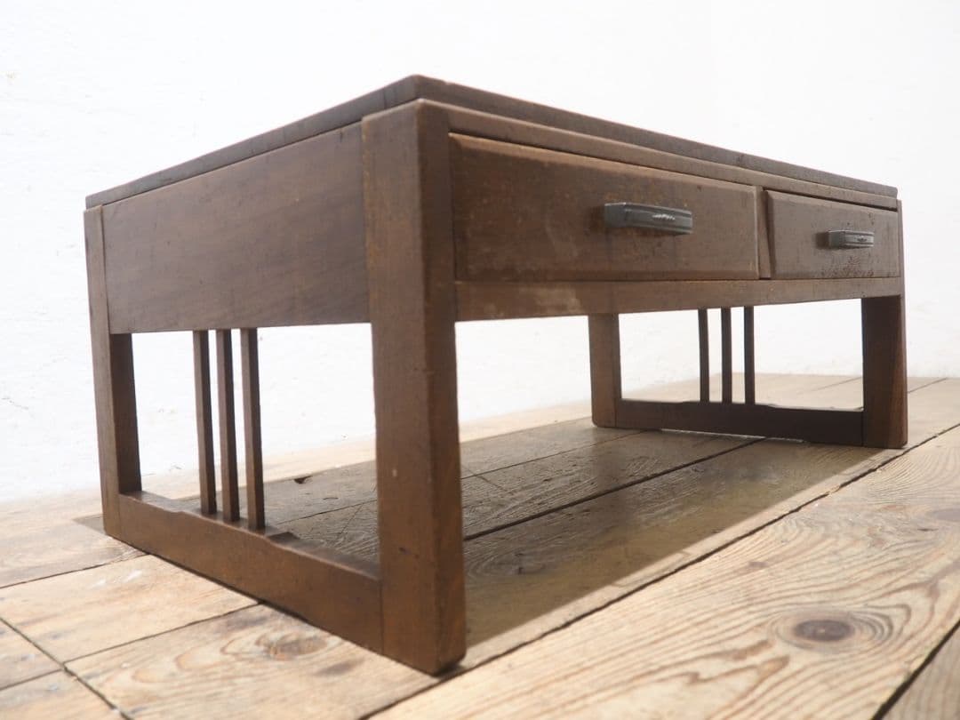 1257 アンティーク 文机 ローテーブル 収納ケース 陳列台 レトロ 古家具