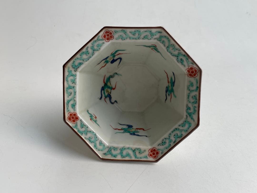 骨董 アンティーク 柿右衛門 竹に雀 八角 小鉢 向付 蕎麦猪口 カップ