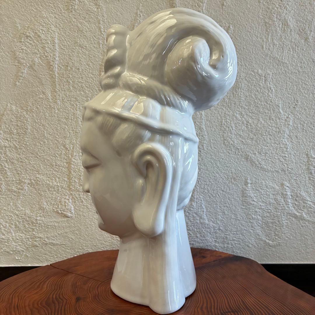 ✴︎ヴィンテージ✴︎古美術 台湾製 白磁 観音様 仏頭 高さ約33cm