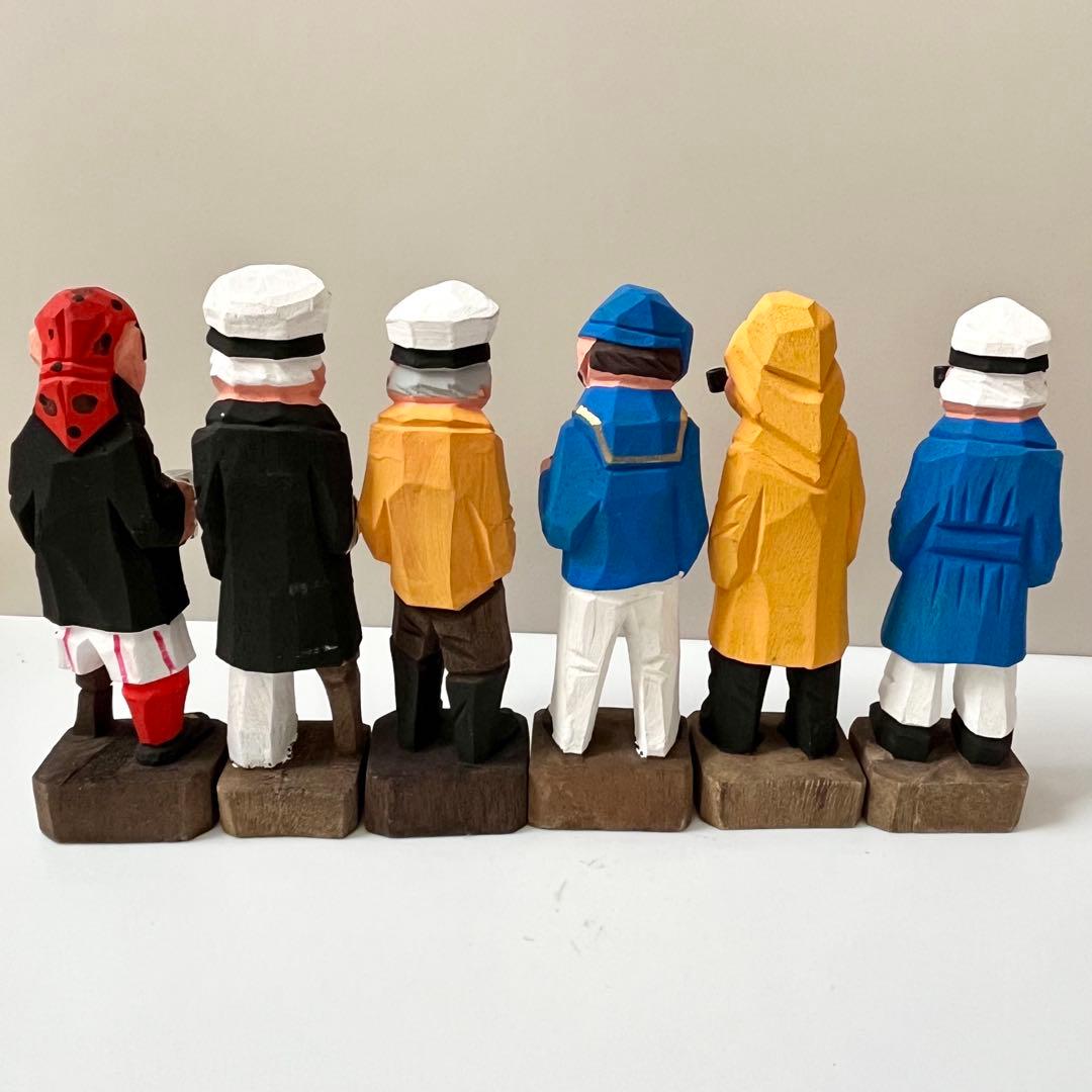 マドロス人形 6体セット 海賊 船乗り 漁師 木 木製 木彫 木彫り 置物