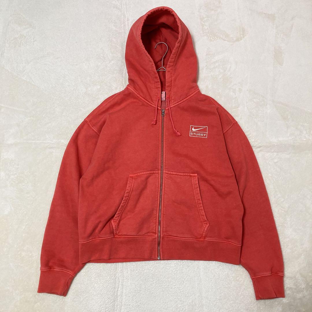 【美品】完売品 Nike x Stussy フルジップ フーディ レッド M
