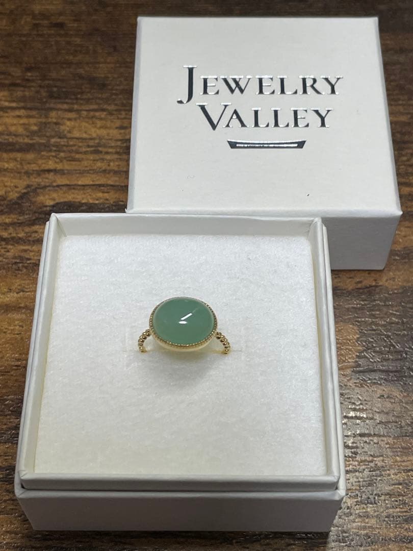 指輪　K18YG　11号　グリーンカルセドニー 12×10cm　1回半日使用
