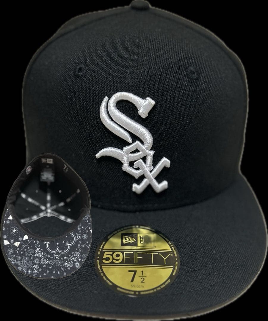 海外限定 ニューエラ SOX ホワイトソックス ブラック ペイズリー