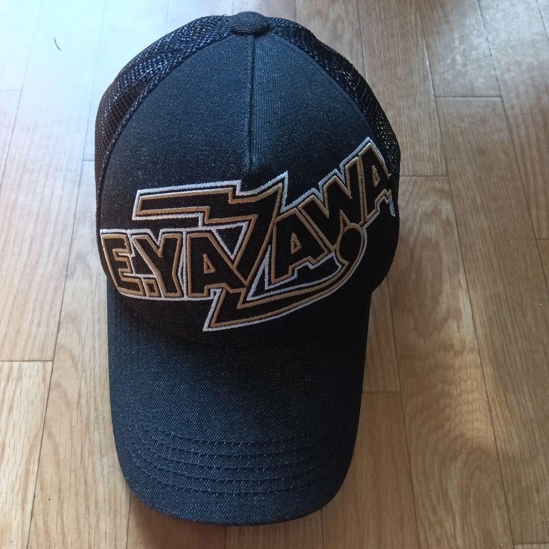 未使用に近い矢沢永吉 E.YAZAWA刺繍ロゴ デニムメッシュキャップ