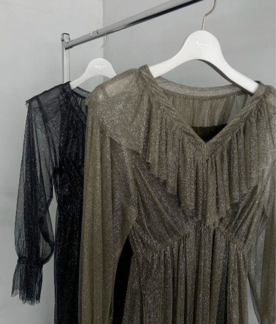 AMERI GLITTER FRILL COLLAR DRESS
