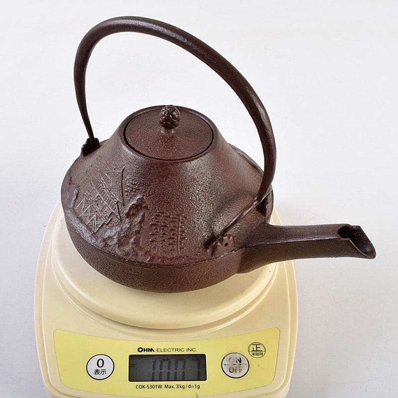 釜師 佐藤浄清作 富士形 山水文 銚子 青磁帰蓋付 共