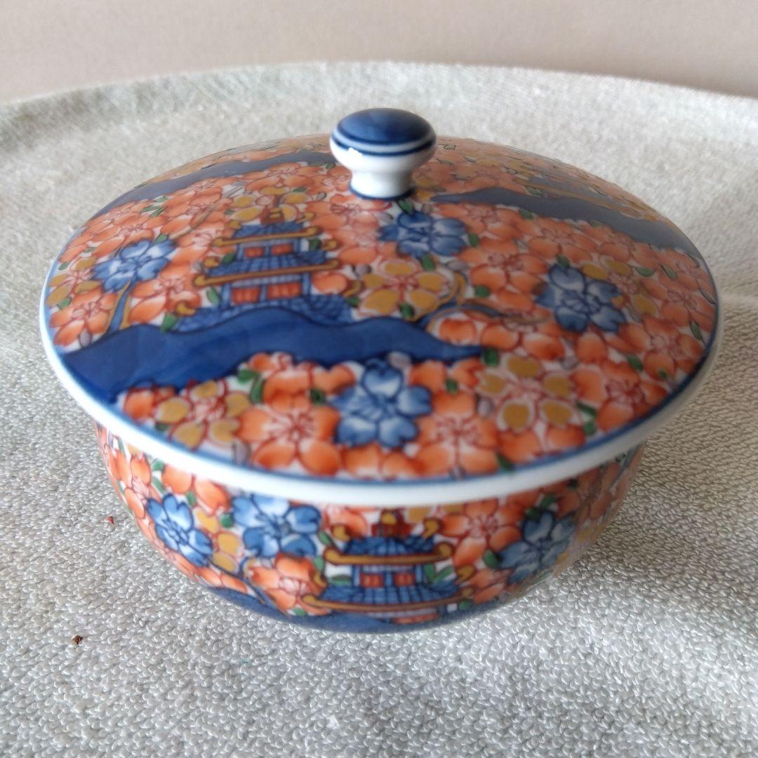 館林源右衛門作 染錦楼閣紋様蓋付湯呑 - メルカリ