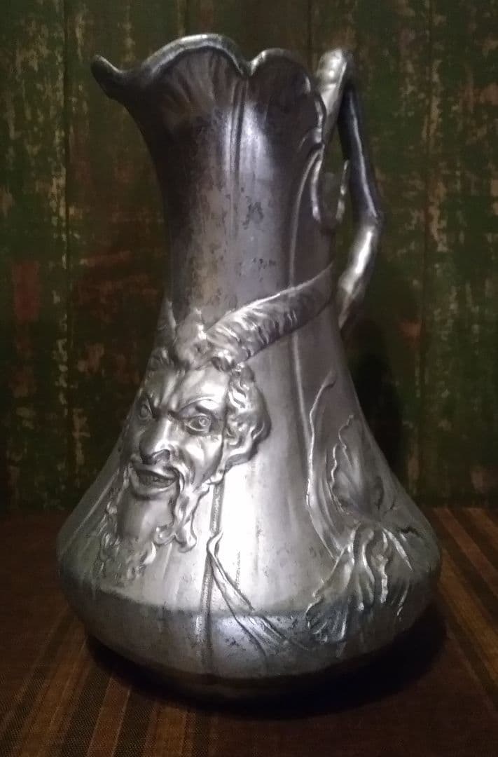 特大アンティーク 悪魔の水差し 花瓶 壺 カラフェアール・ヌーヴォー