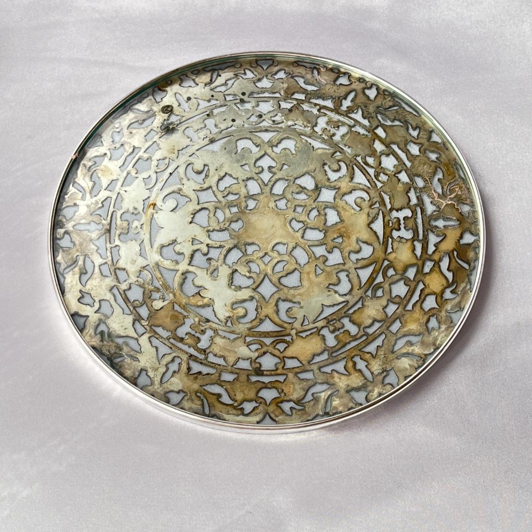 【WEBSTER】【純銀/ガラス】のティーセンター 20cm！スターリング