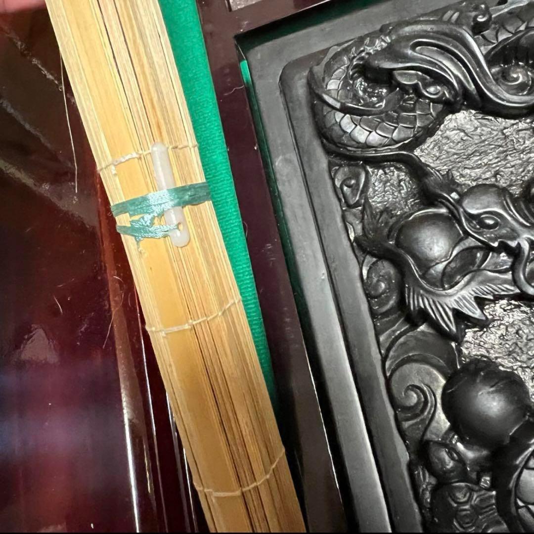 新品未使用 中国 書道具 成甫堂 青磁 上海 書道筆 中国筆 龍彫刻硯 水差し