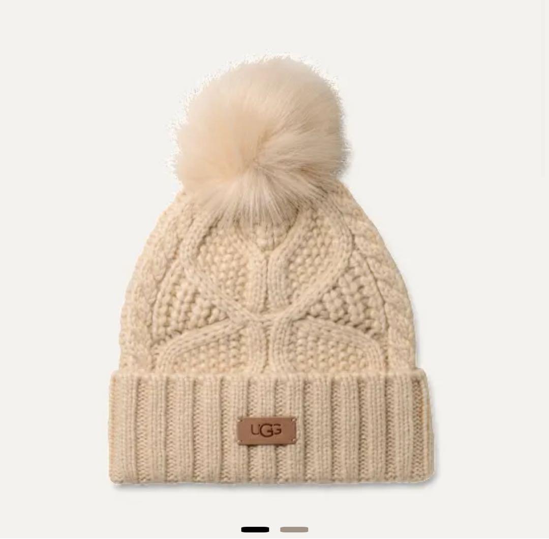 UGG ケーブル ビーニー ニット帽 クリーム ベージュ UGG ケーブル ビーニー ニット帽 クリーム ベージュ アグ UGG ニット帽