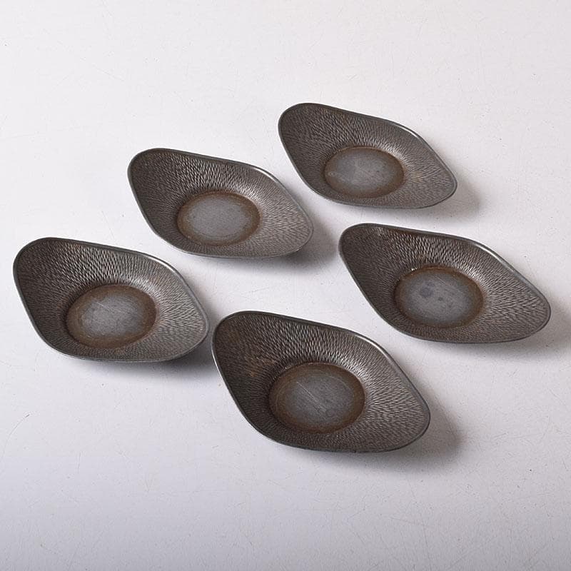煎茶道具　壱輝作　古錫　茶托　5客　C　7765