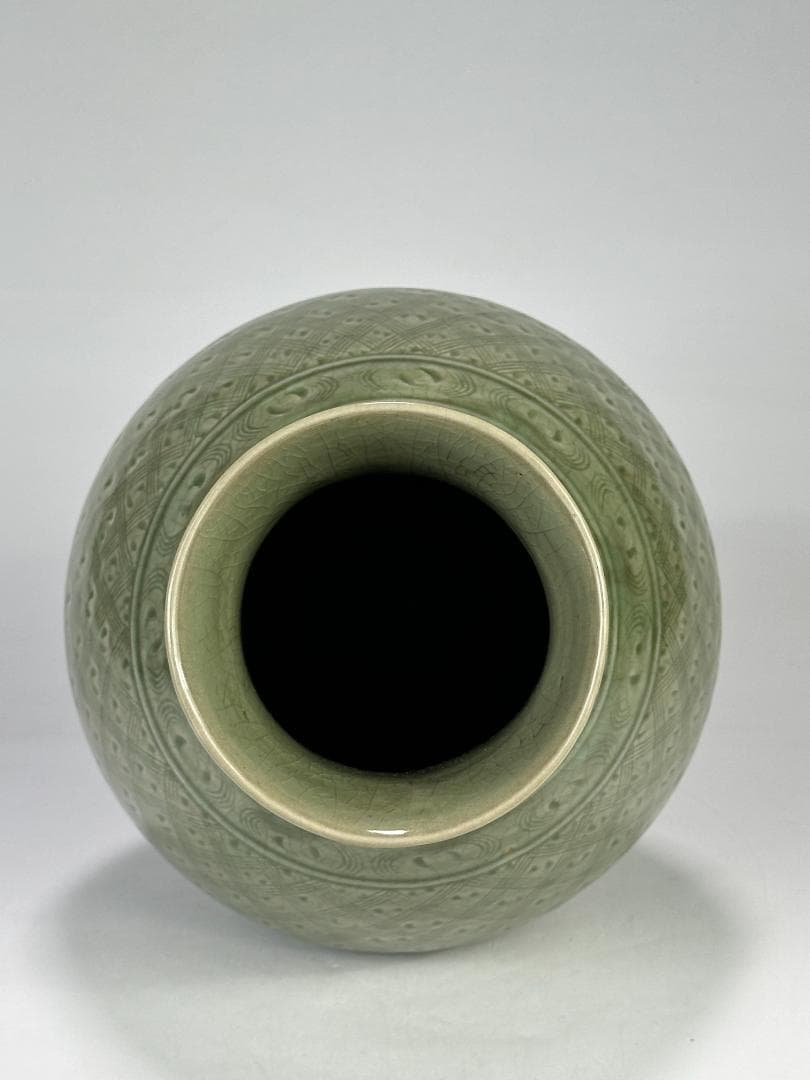 中国美術 龍泉窯 天龍寺 青磁 七官 花瓶 花器 時代 古物 唐物 明