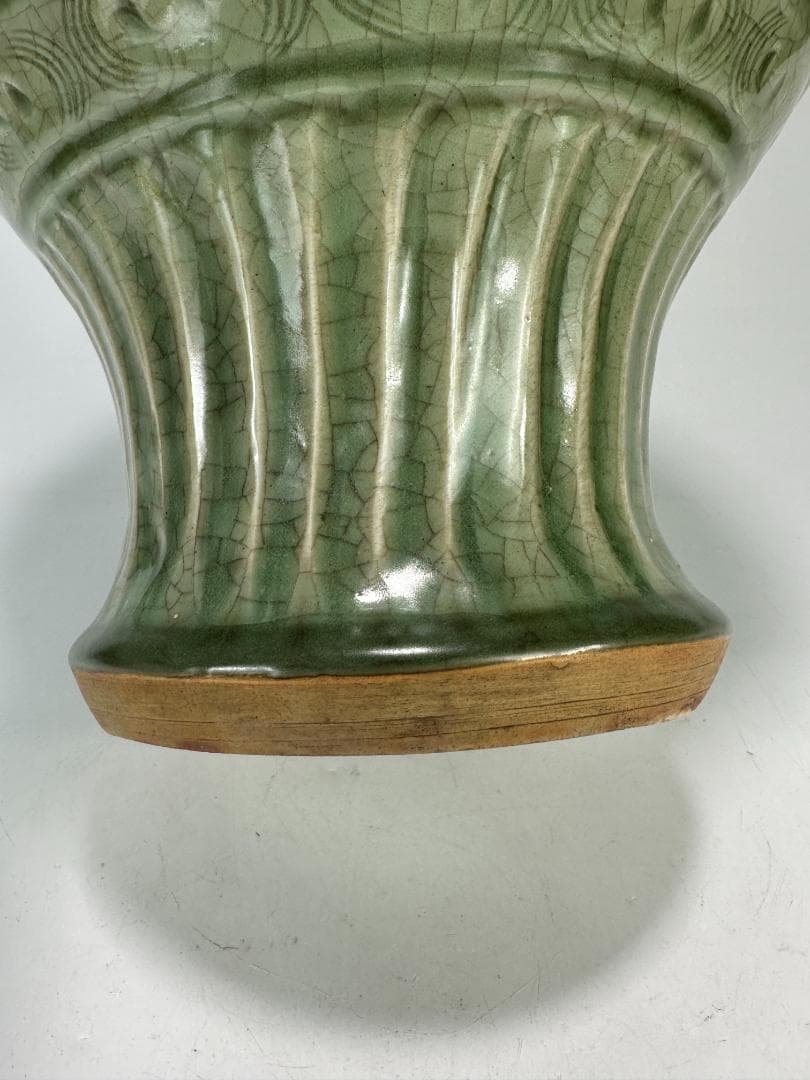 中国美術 龍泉窯 天龍寺 青磁 七官 花瓶 花器 時代 古物 唐物 明