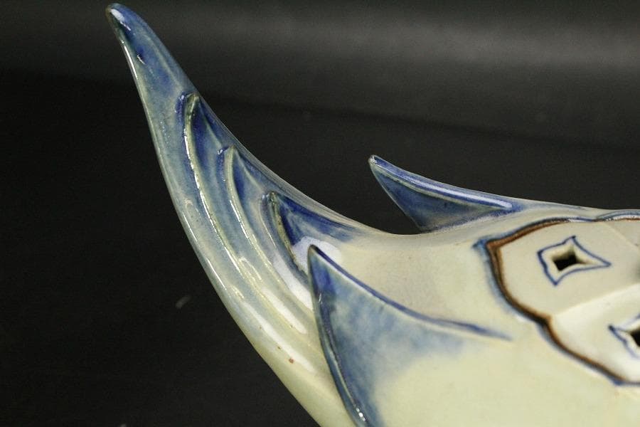 古清水 粟田焼 仁清写 鳳凰 香炉 25cmx11cm(LC639)