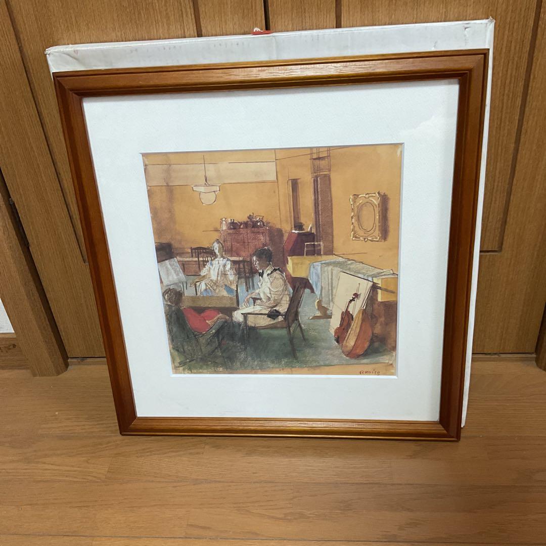 小磯良平 パステル画複製画 タイトル【室内】1976年作