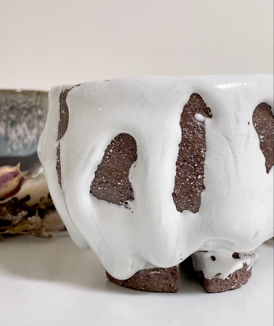 萩焼 山根清玩 鬼萩 割高台 新品 光彩庵 抹茶碗 陶器 作家