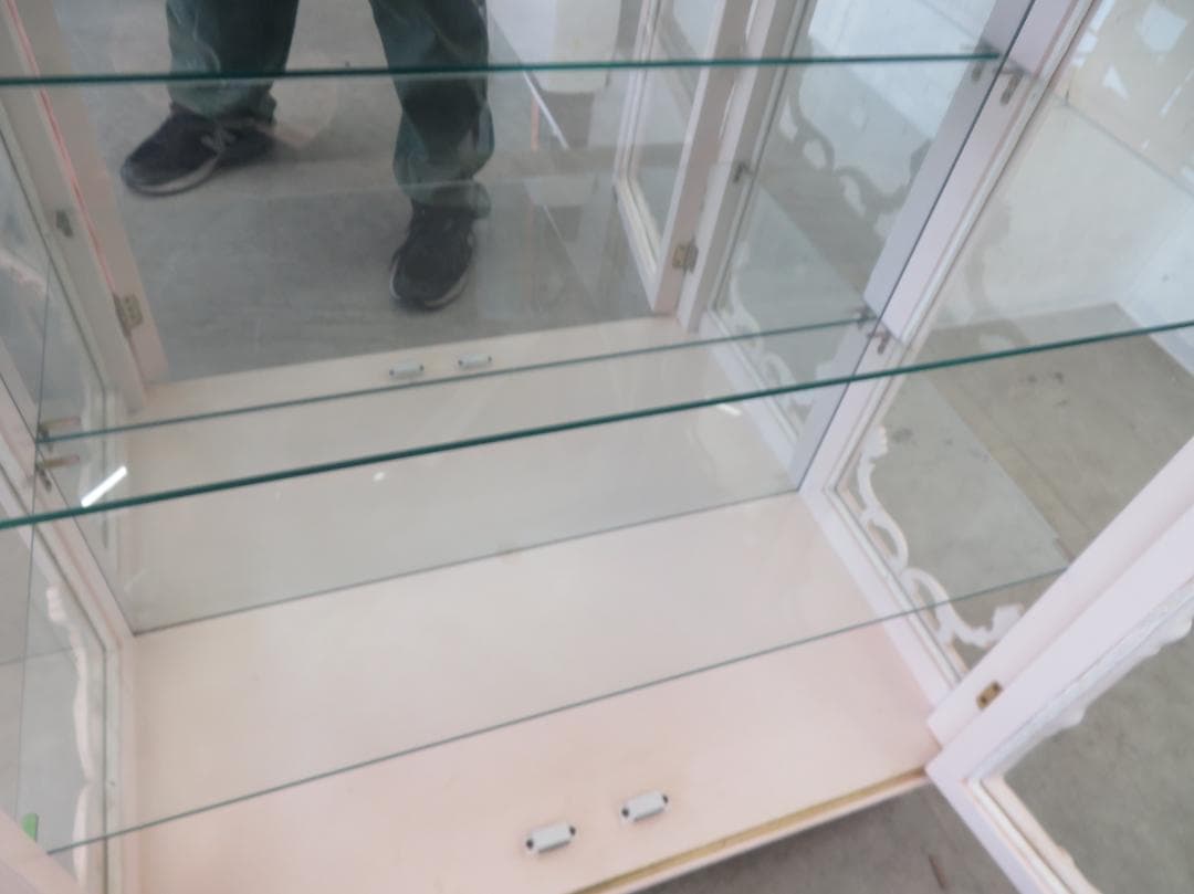 美品□ロココ□姫家具□花柄□ガラスキャビネット□ディスプレイケース