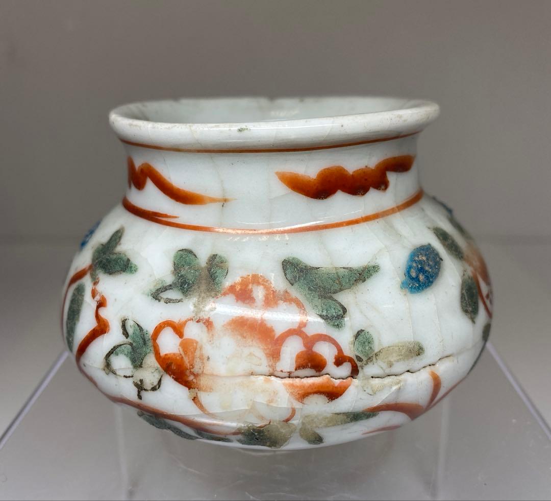 中国明時代 呉州赤絵小壺 幅約9㎝ 東Y7-0331☆