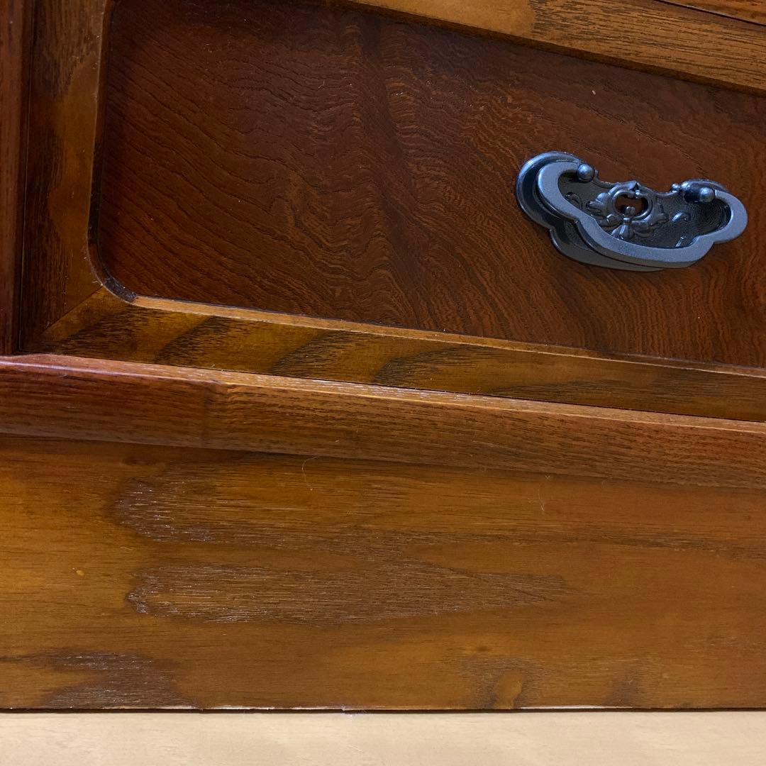 茶箪笥 和風収納棚 ガラス扉付き アンティーク風 高さ約120㎝