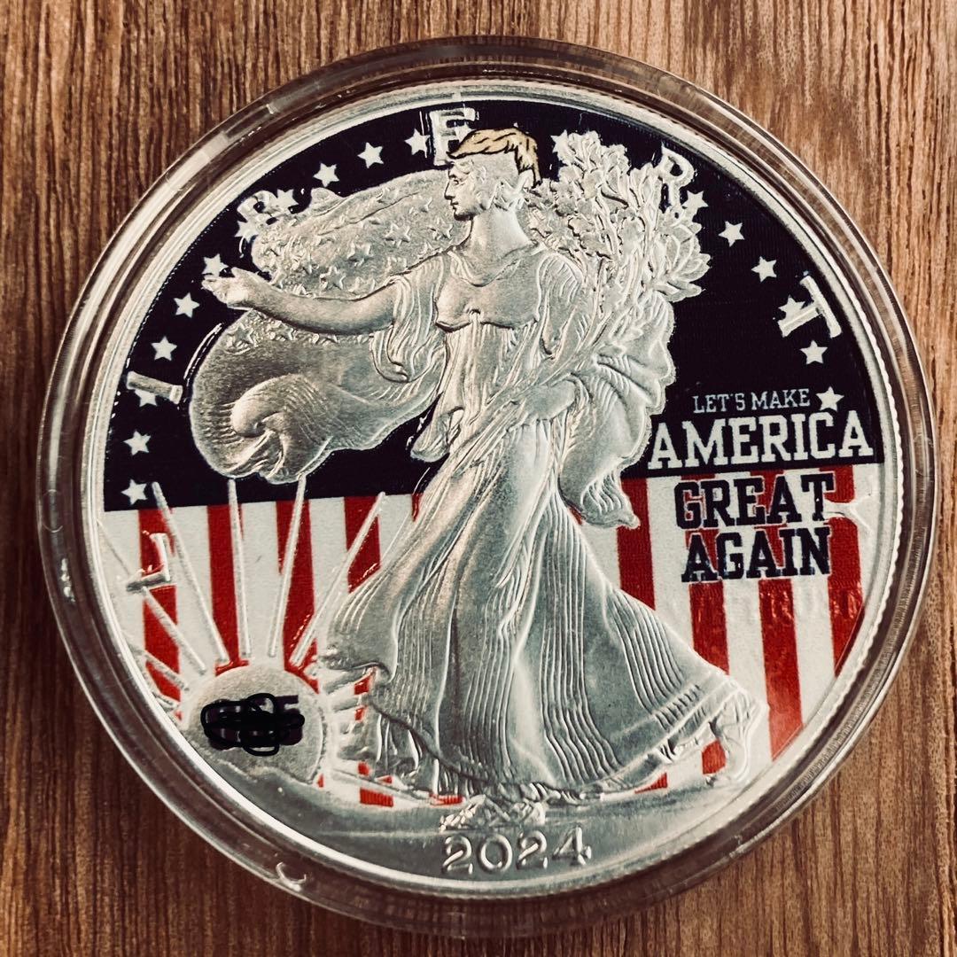 トランプ大統領アメリカンイーグルカラー銀貨MAGA