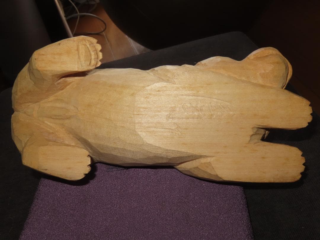 3 金岡作 金岡茂幸？ 犬 イヌ 一刀彫 木彫り 木彫刻 アイヌ 北海道 3