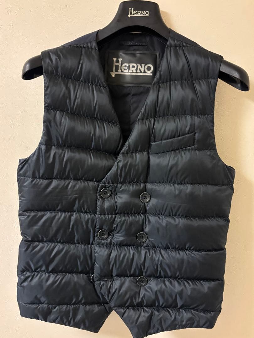 Herno ヘルノ ネイビー ダウンベスト ダブルジレ サイズ 44