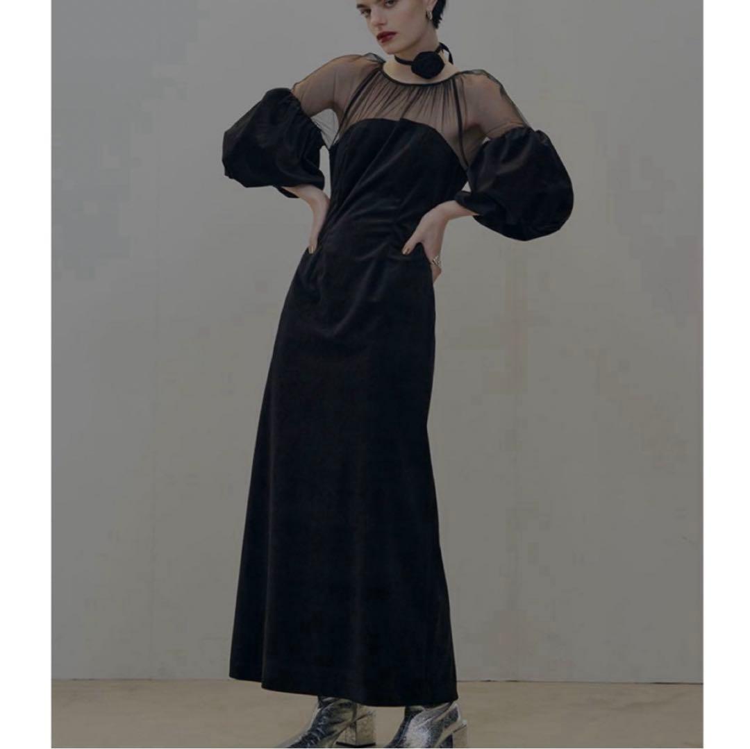 AMERISOUFFLE SLEEVE VELOUR DRESS