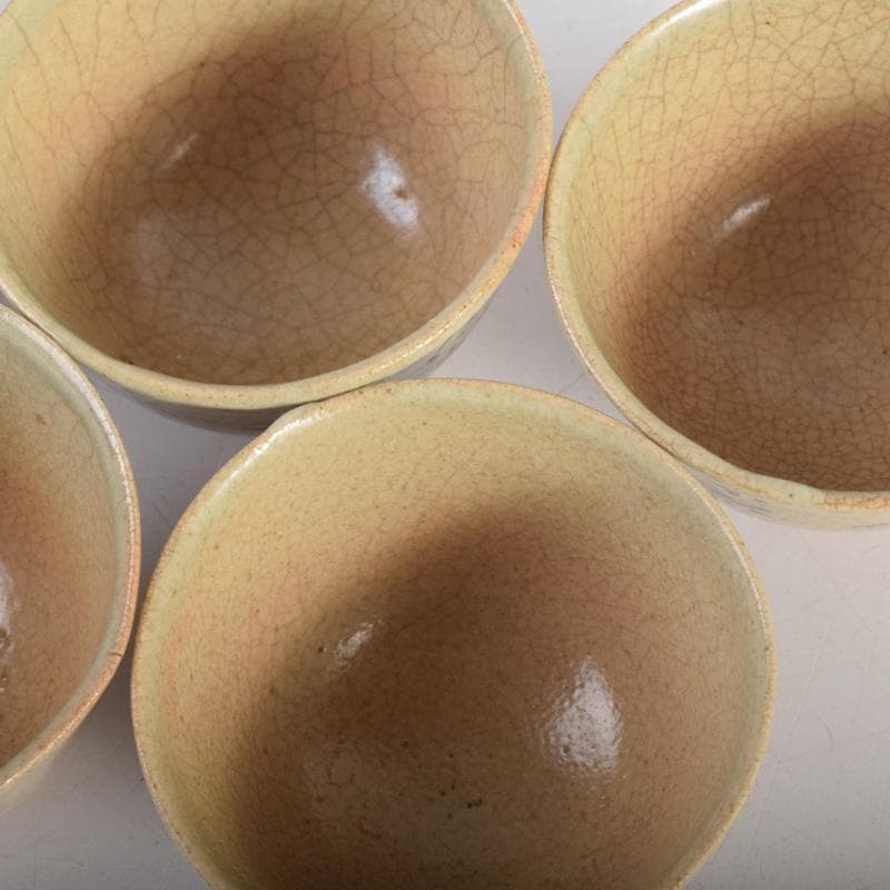 煎茶道具　虫明焼　森香洲作　漢詩文　煎茶碗　五客　C　8284