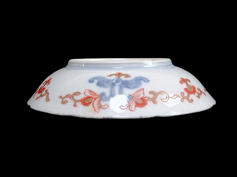 古伊万里　色絵　蝶に菖蒲の図　４寸皿　４枚　C232AS-WWs