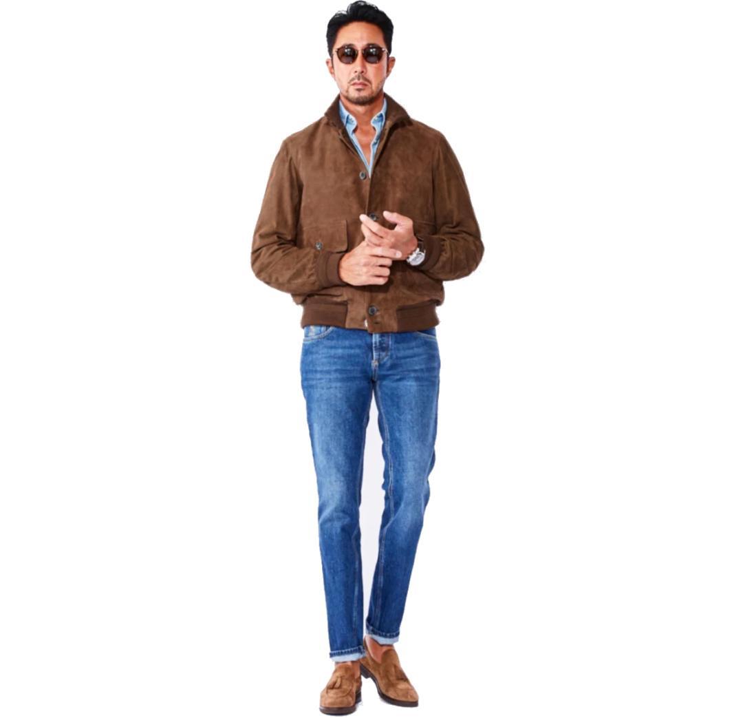 Cinquanta ゴートスエードレザードライビングブルゾン バルスター 干場