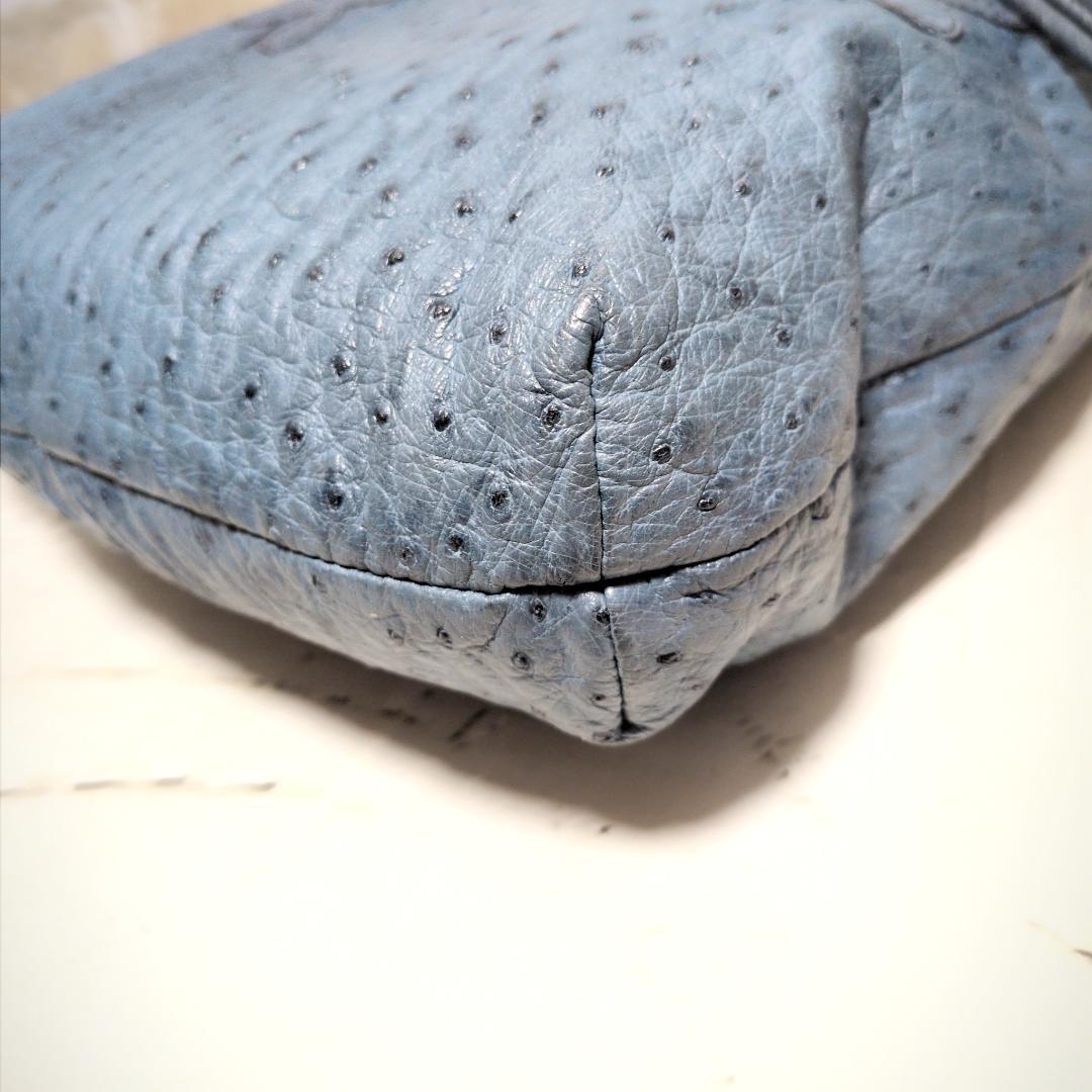 ★IBIZA【イビサ】オーストリッチ ショルダーバッグ ターコイズ 美品